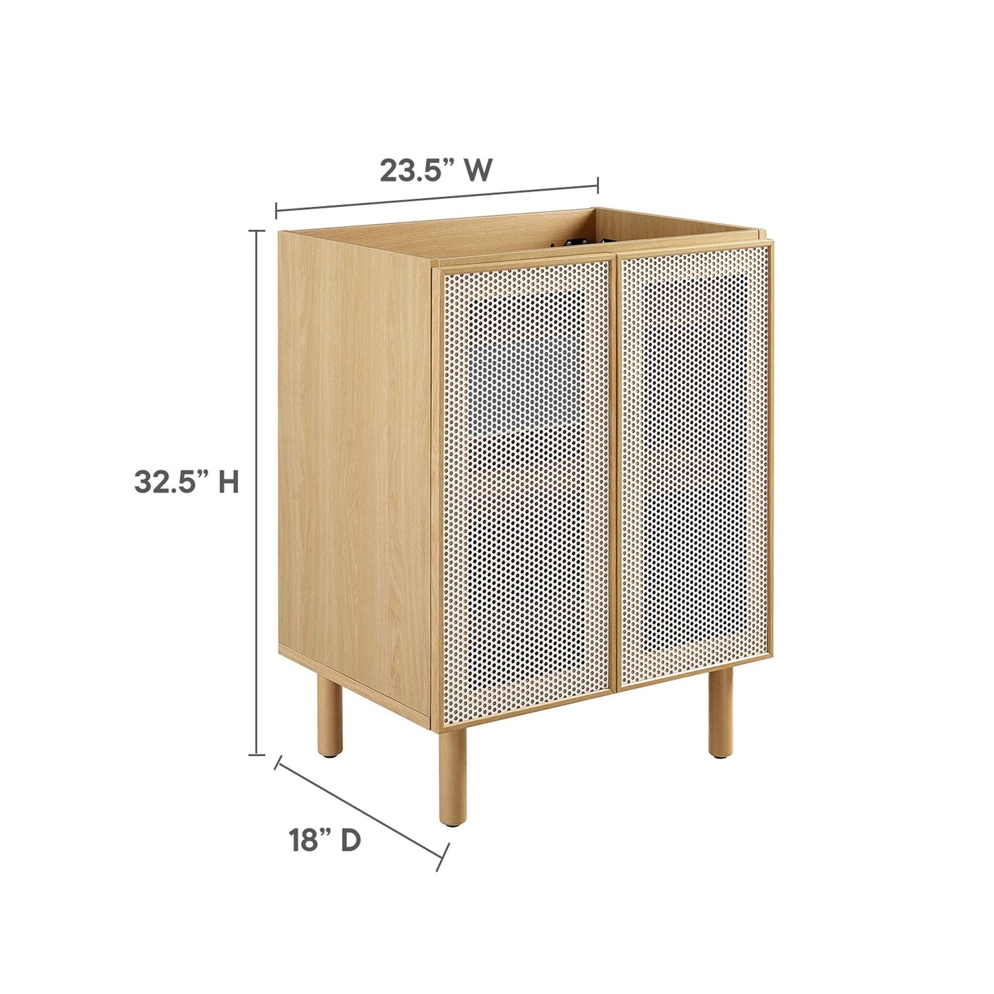 Calla 24 Inch Perforated Metal Vanity Cabinet