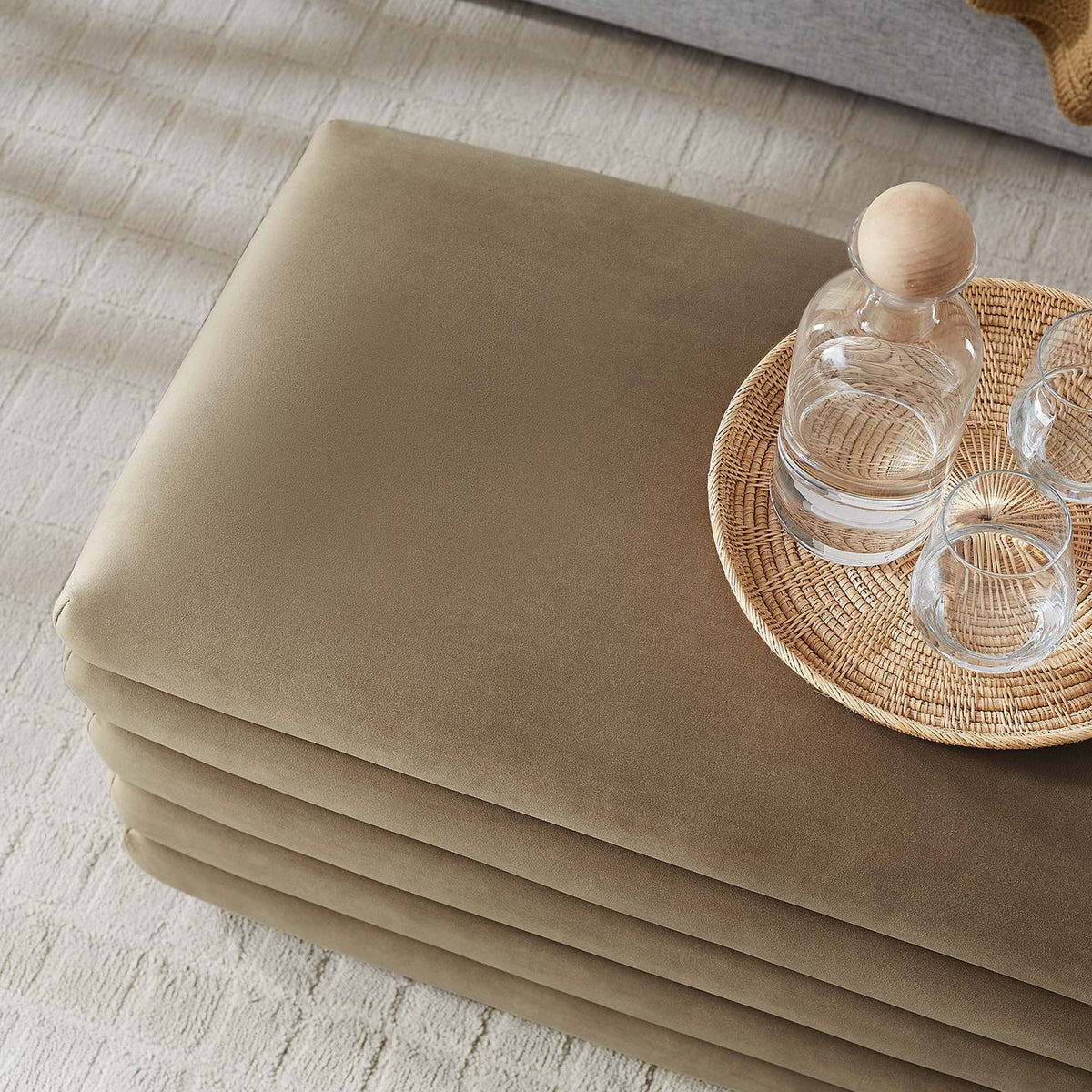 Mezzo Upholstered Velvet Storage Bench taupe velvet, HouseOfZazla on Tampa Home & Garden Store
