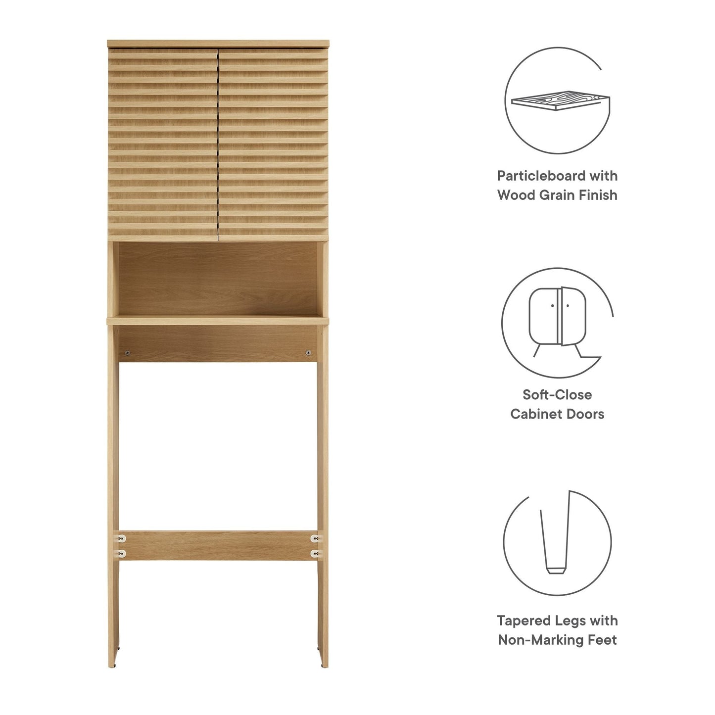 Over-the-Toilet bathroom storage cabinet with natural wood finish and slatted doors by HouseOfZazla on Tampa Home & Garden Store