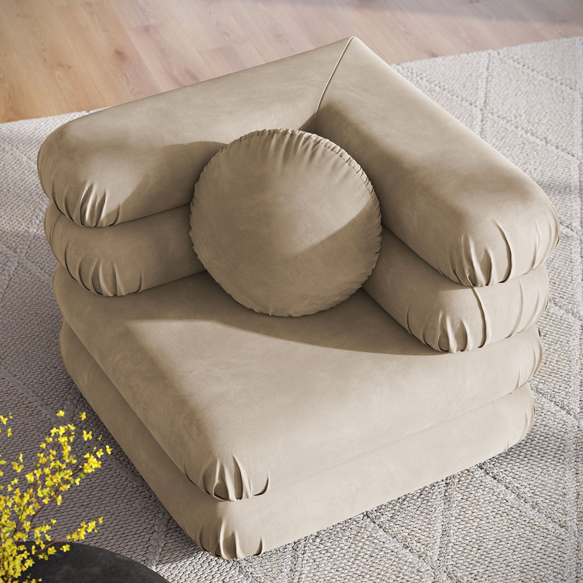 Jubilee modular performance velvet corner chair beige with round bolster by Modway on Tampa Home & Garden Store