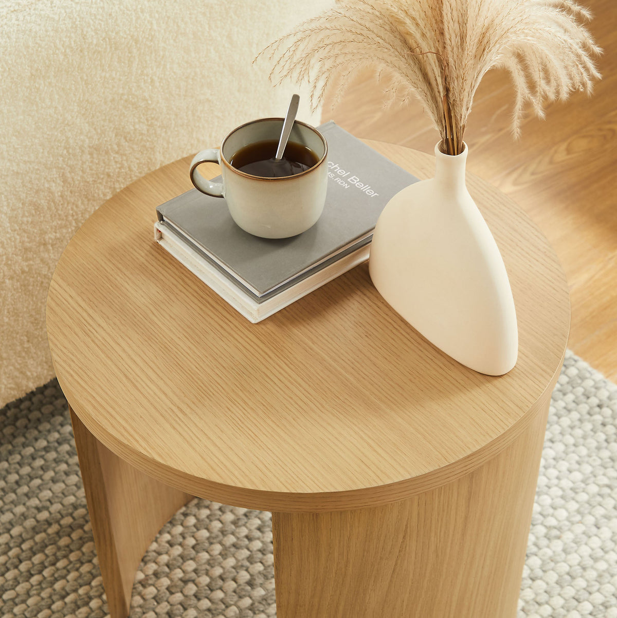 Aspect Round Wood End Tables pair in light oak by HouseOfZazla on Tampa Home & Garden Store