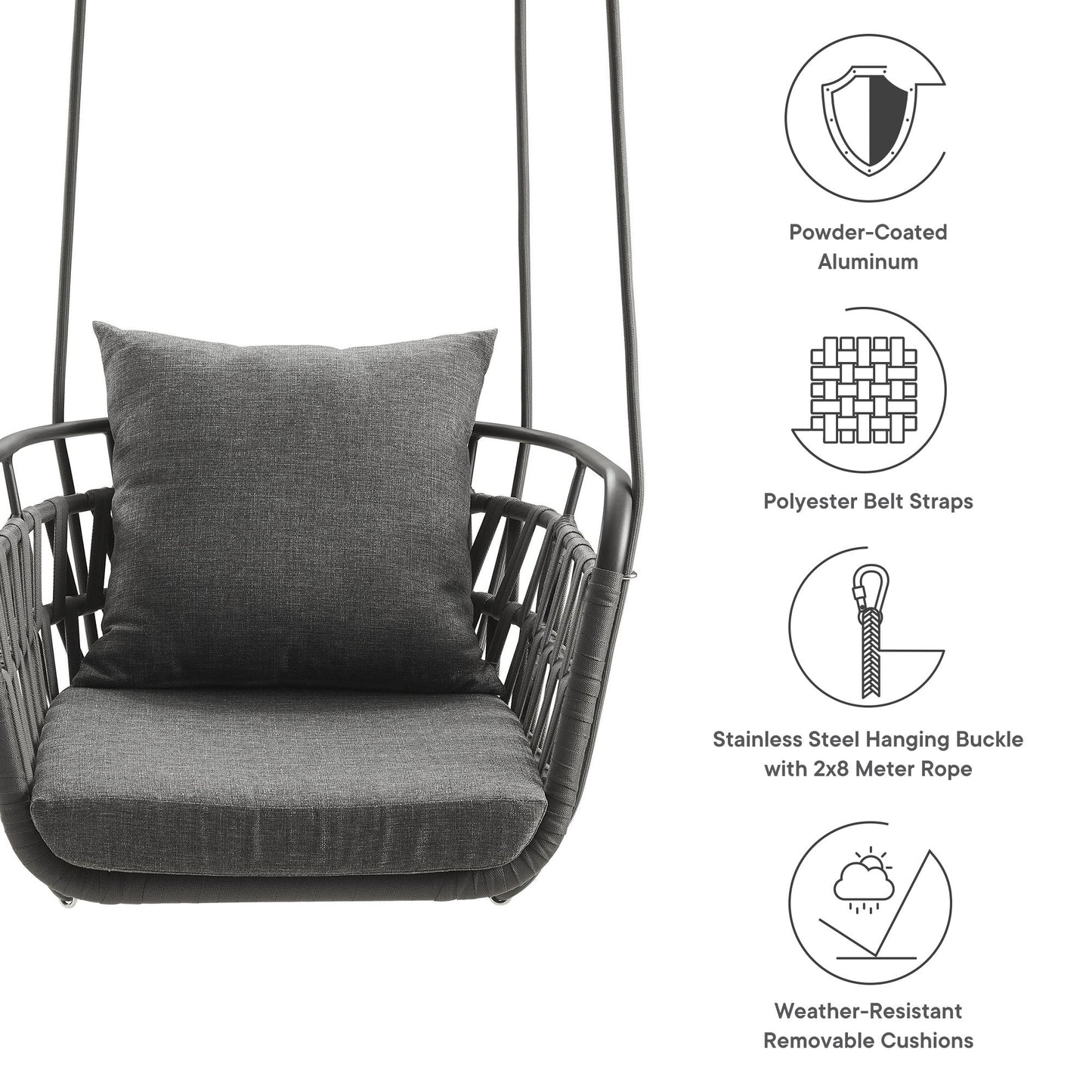 Outdoor and Woven Aluminum Patio Swing Chair