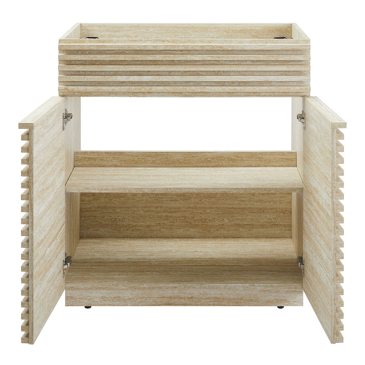 Bathroom vanity cabinet 30in faux travertine with ribbed front panels HouseOfZazla on Tampa Home & Garden Store