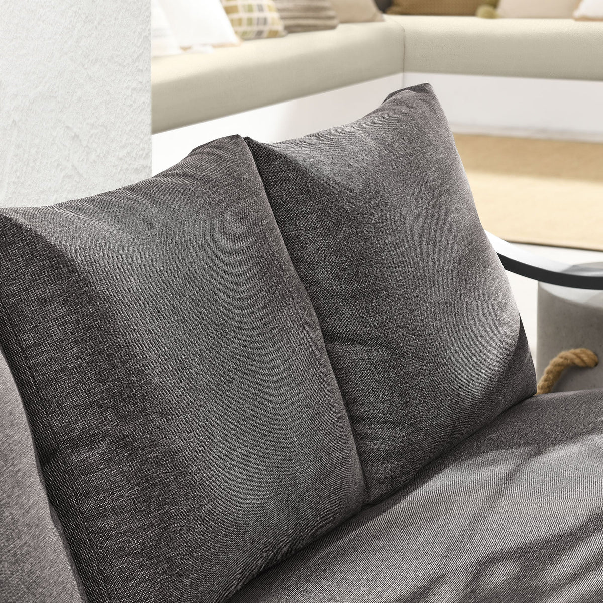Terrace Outdoor Patio Aluminum Sofa cushions in charcoal gray fabric, two cushions by Modway, HouseOfZazla on Tampa Home & Garden Store