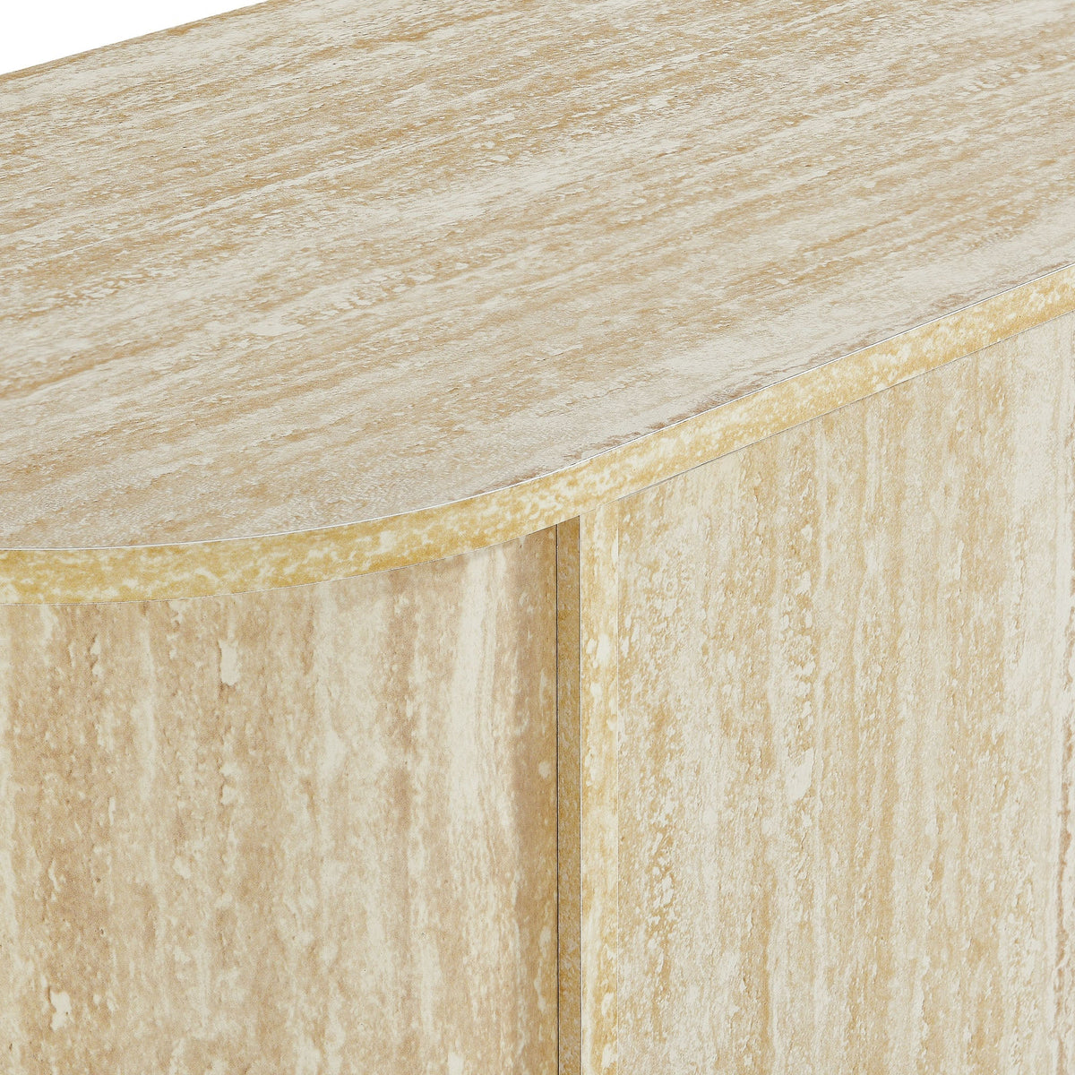 Overture 3-Door Oval Faux Travertine Sideboard top in beige travertine finish on Tampa Home & Garden Store