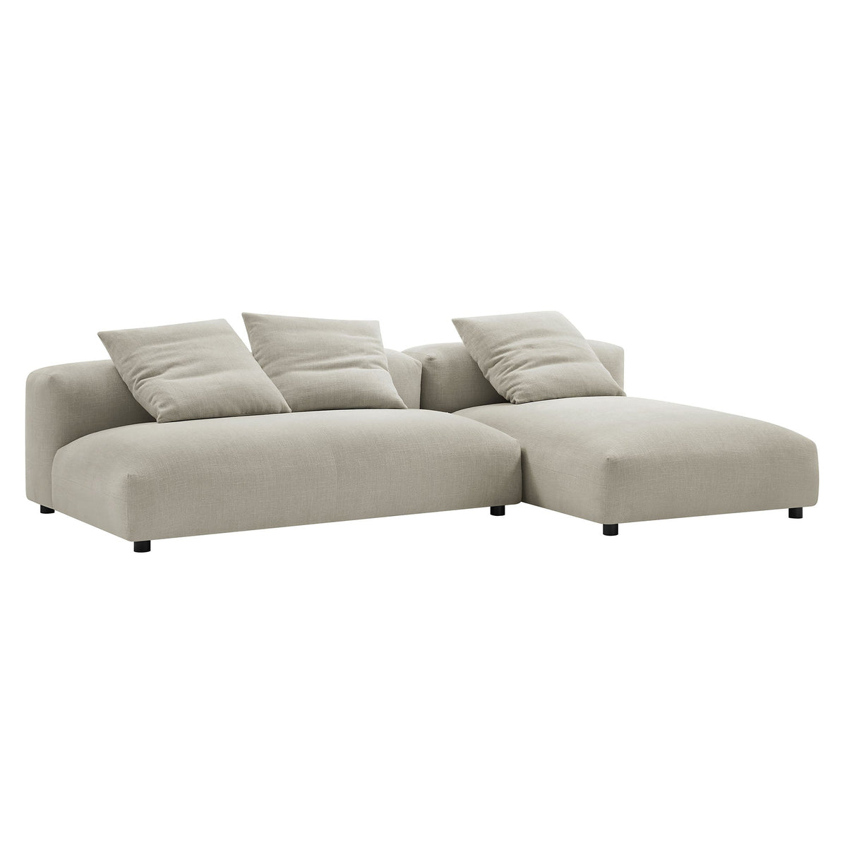 Modway Solace 2-piece modular upholstered fabric sectional sofa with chaise in light beige on Tampa Home & Garden Store