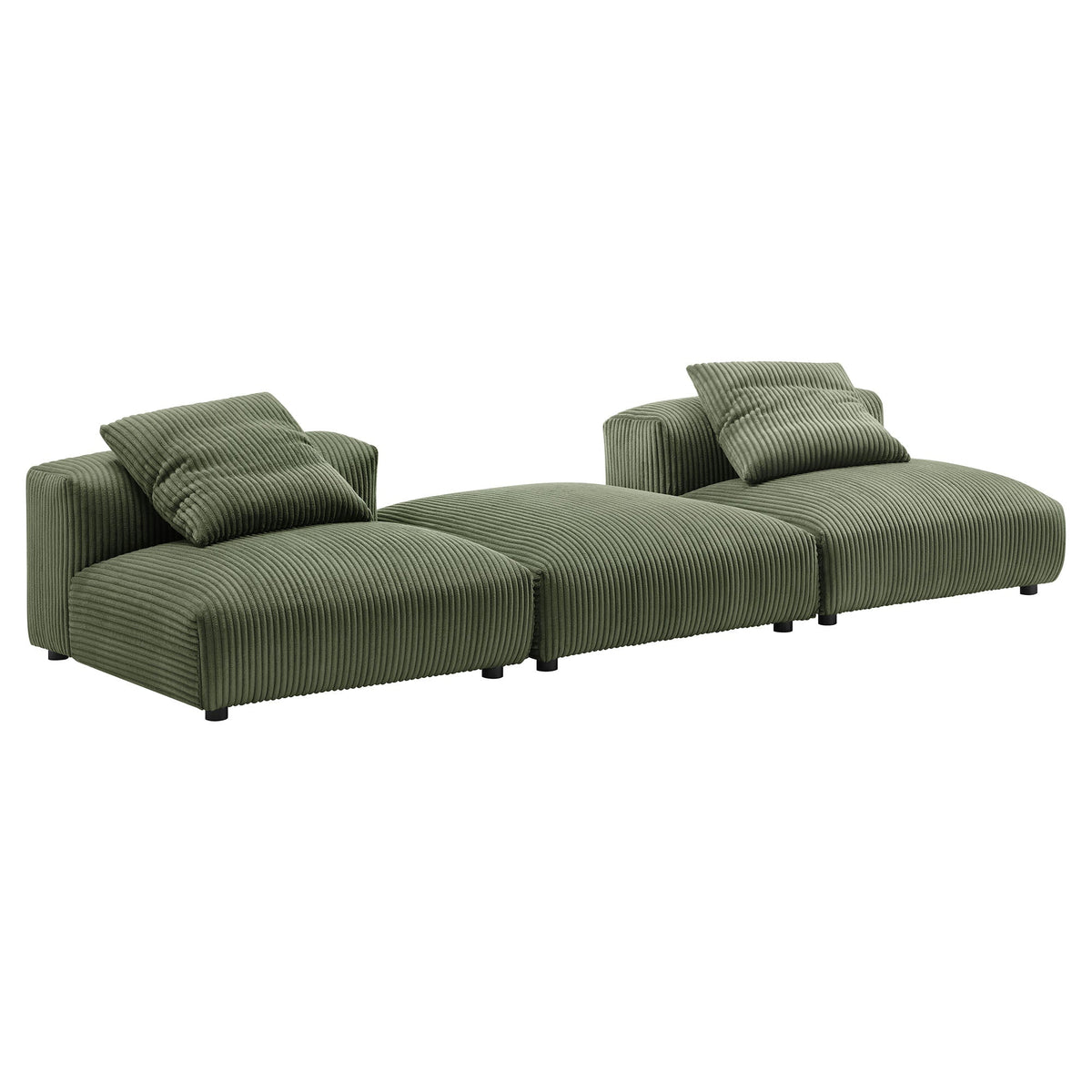 Solace 3-Piece Modular Corduroy Upholstered Sectional Sofa in olive green fabric by Modway on Tampa Home & Garden Store
