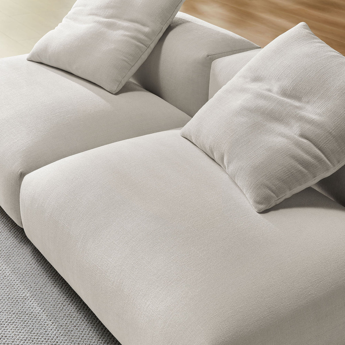 Solace 2-Piece Modular Upholstered Sofa beige textured fabric by Modway with plush cushions on Tampa Home & Garden Store