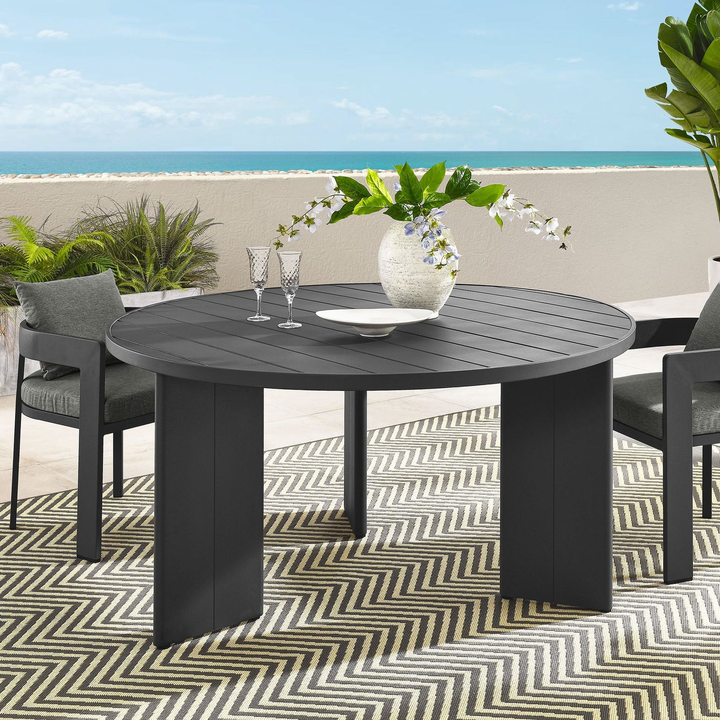 Modway Tahoe Round Outdoor Aluminum Dining Table
