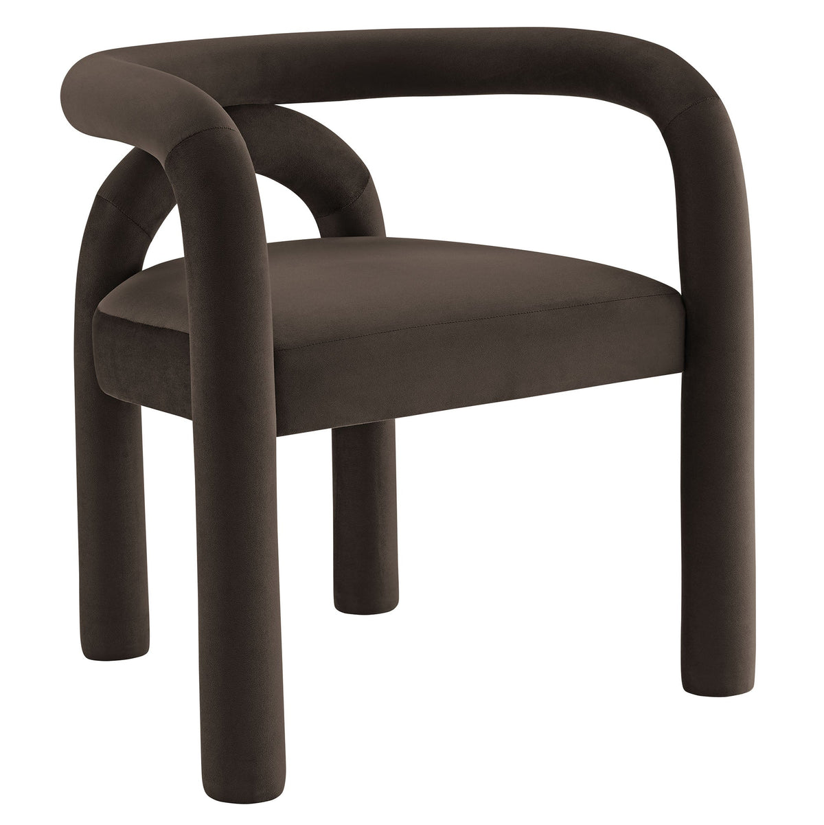 Astrid Performance Velvet Dining Chair dark brown velvet with curved loop arms 1 chair on Tampa Home & Garden Store