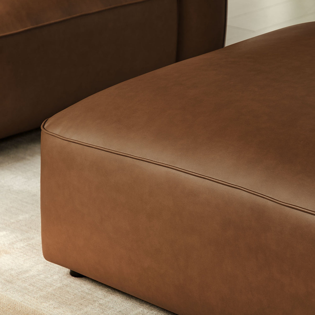 Auren Upholstered Vegan Leather Ottoman brown vegan leather with top stitching by Modway on Tampa Home & Garden Store