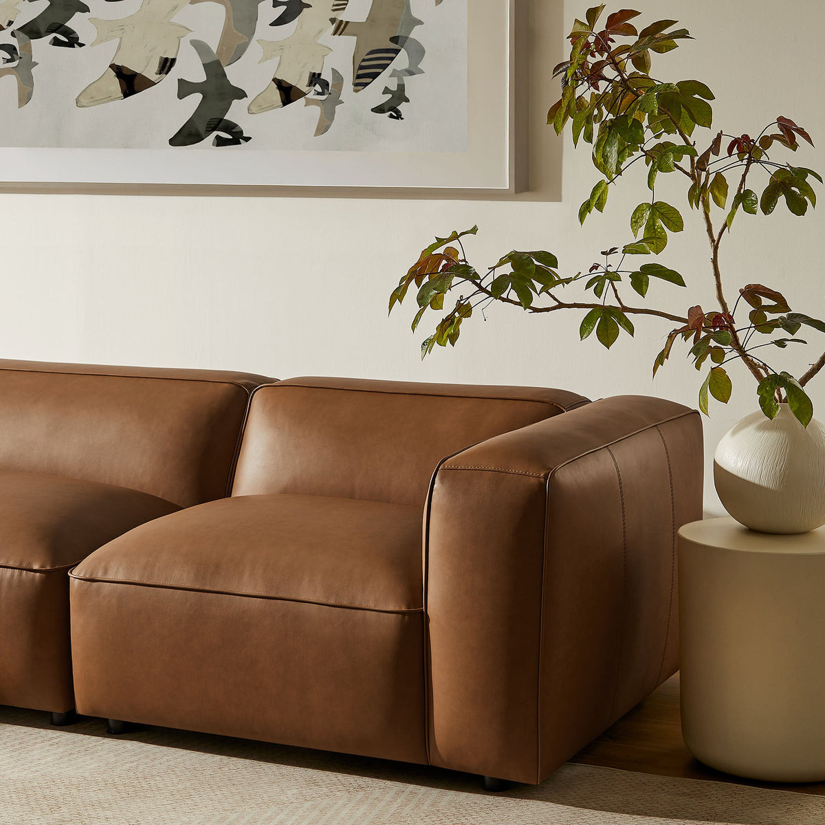 Auren 4-Piece vegan leather modular sofa set in brown, modular sectional on Tampa Home & Garden Store