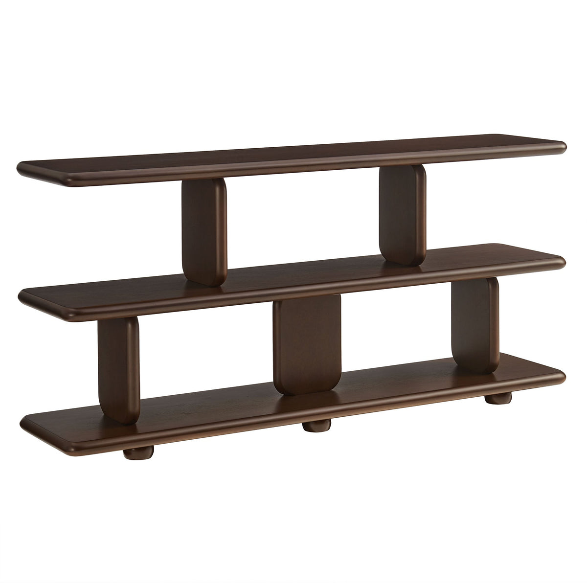 Lyle Sculptural 2-Tier Bookshelf by Modway in dark espresso wood with rounded, sculpted supports on Tampa Home & Garden Store