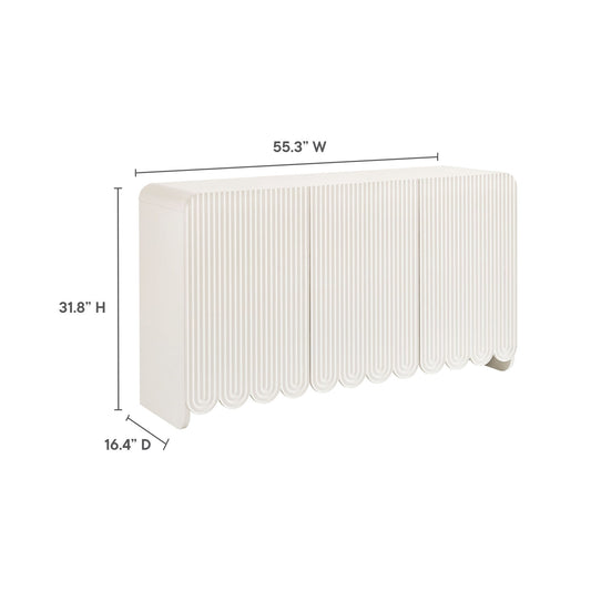 Dahlia Fluted and Scalloped Sideboard by HouseOfZazla in cream with vertical ribbed doors on Tampa Home & Garden Store