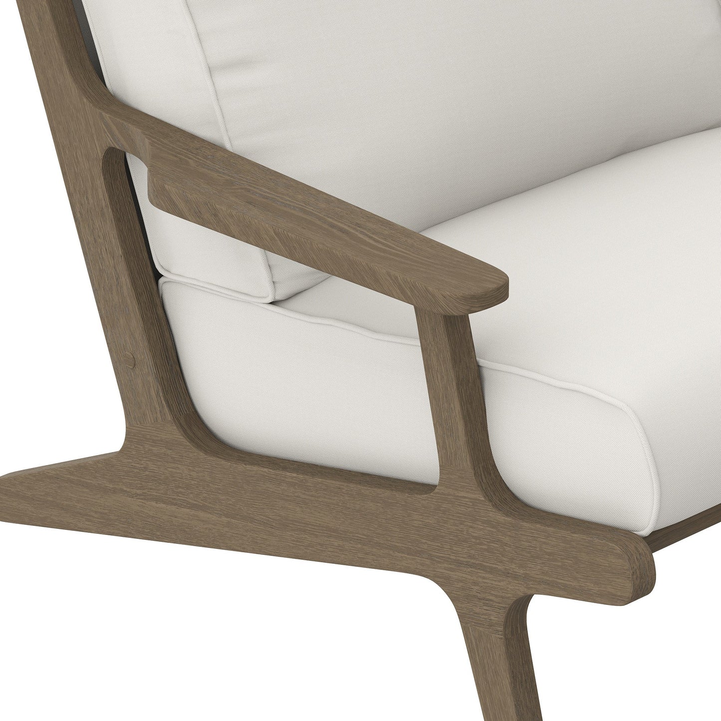 Saratoga Outdoor Teak Wood Armchair with cream cushions and wood frame by HouseOfZazla on Tampa Home & Garden Store