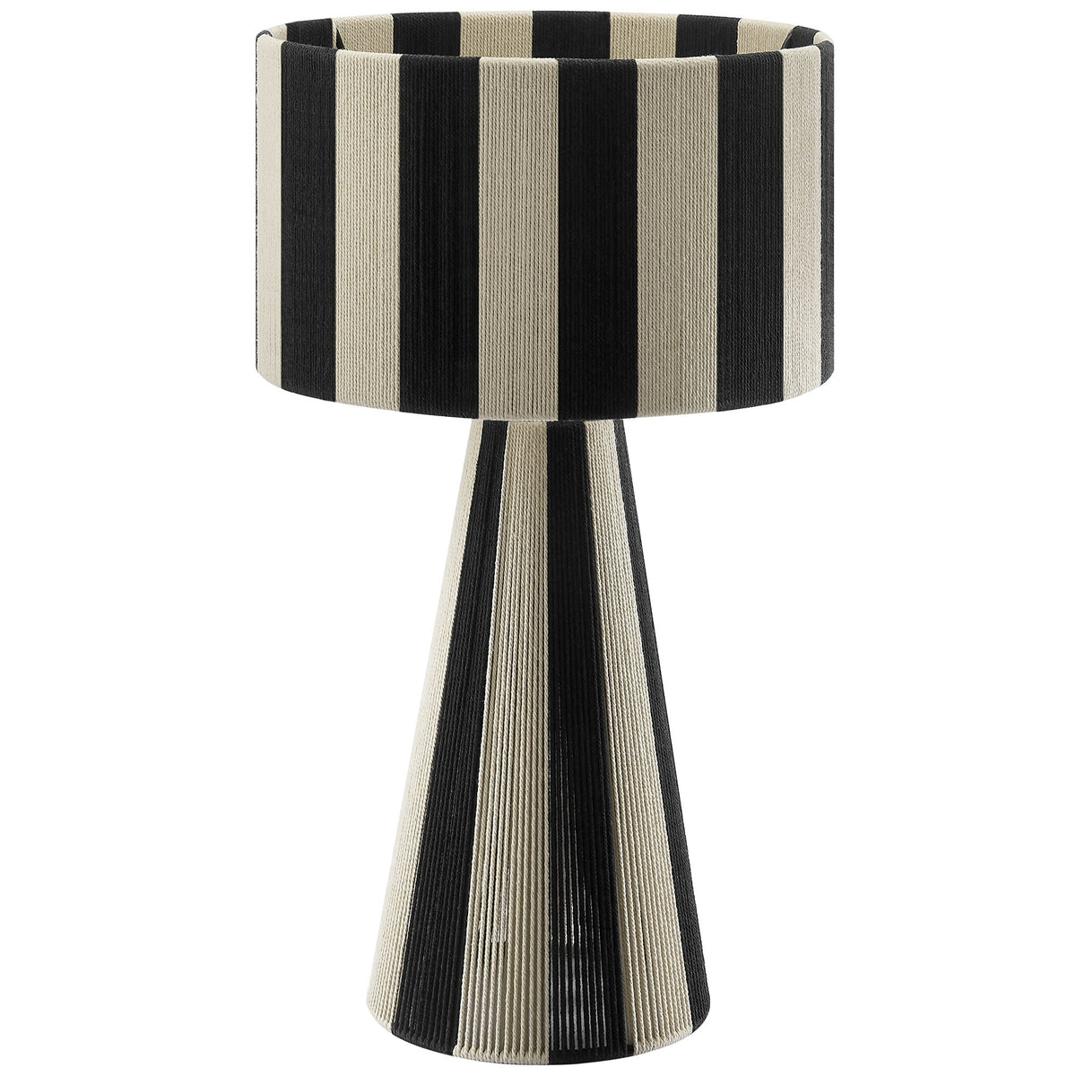 Renae Handwoven Cotton Thread Striped Table Lamp black beige striped fabric HouseOfZazla on Tampa Home & Garden Store