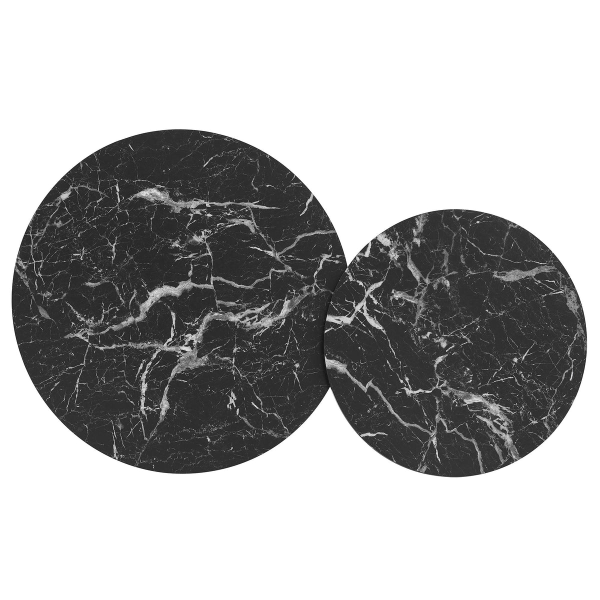 Fortitude round faux marble top nesting coffee tables set of 3, black marble veining on Tampa Home & Garden Store