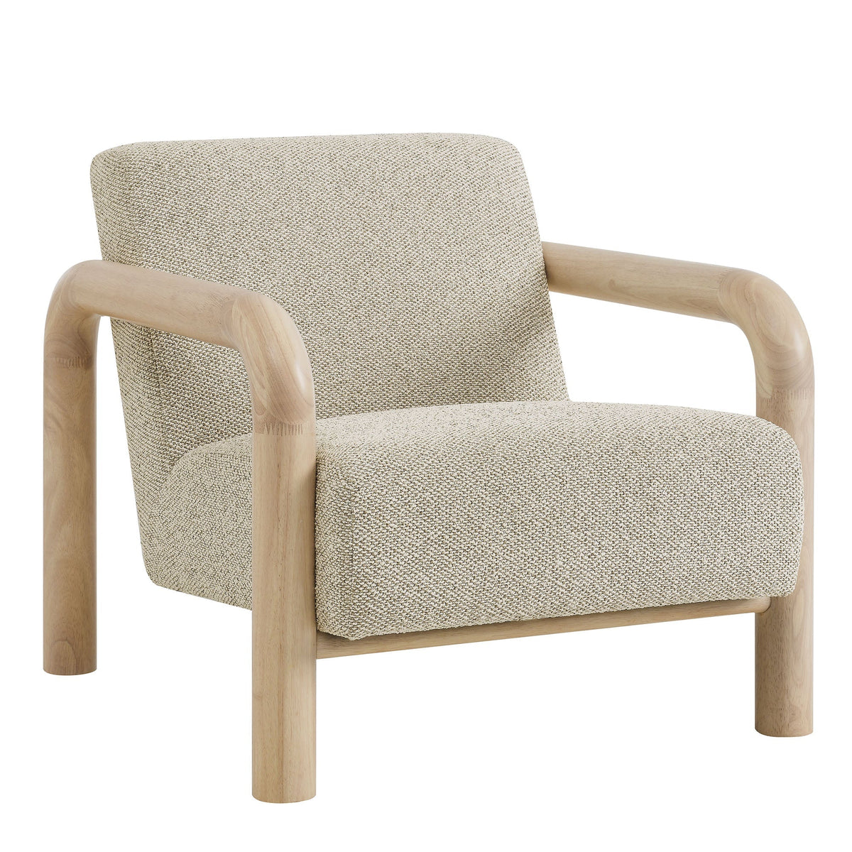 Sereno Boucle Accent Chair by Modway with natural beige boucle fabric and light wood arms on Tampa Home & Garden Store
