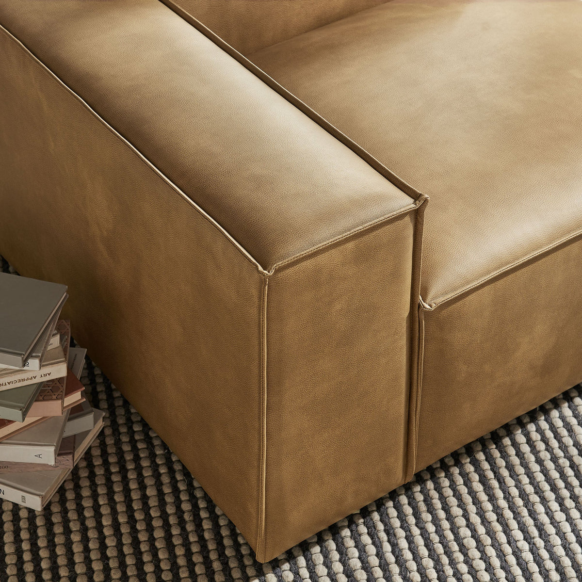 Restore vegan leather left-facing modular lounge chair in tan by Modway on Tampa Home & Garden Store