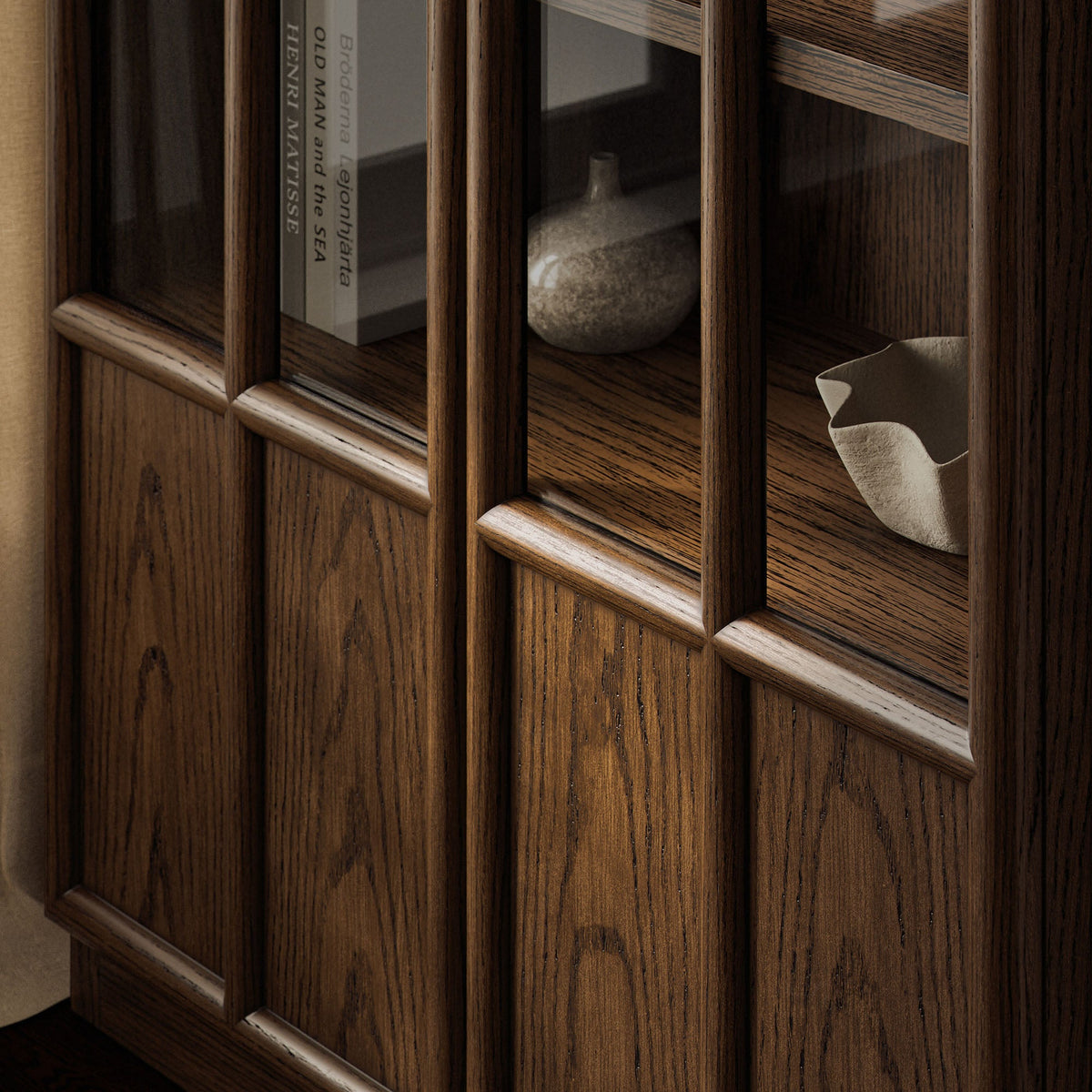 Anwen solid wood and glass display cabinet by Modway in dark walnut finish, glass doors on Tampa Home & Garden Store