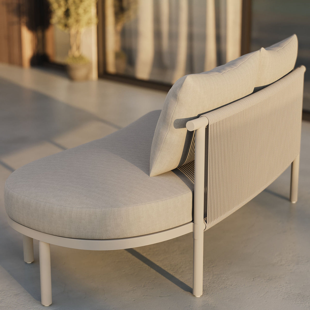 Porta right-arm outdoor modular sofa with aluminum frame and beige cushions by Modway on Tampa Home & Garden Store