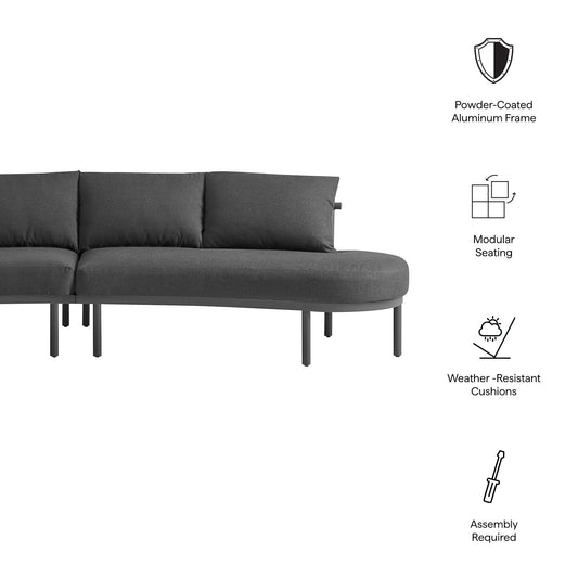 Porta 2Piece Outdoor Aluminum Modular Sofa with dark gray cushions by Modway powder-coated frame on Tampa Home & Garden Store