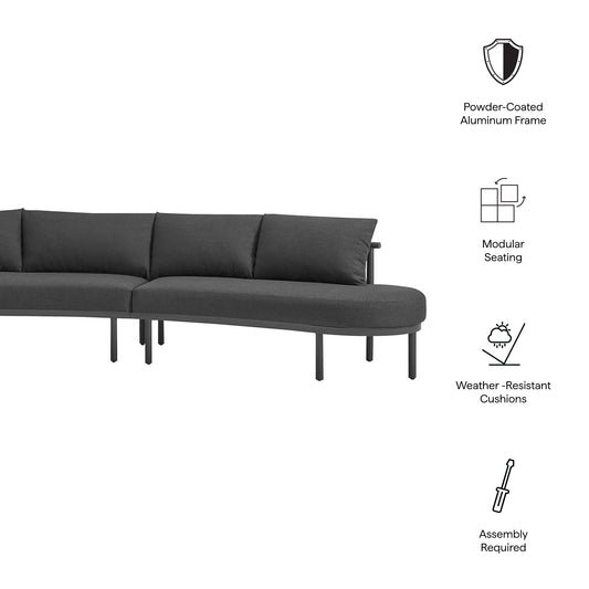 Porta 3 Piece Outdoor Patio Modular Sofa by Modway, charcoal cushions, powder-coated frame on Tampa Home & Garden Store