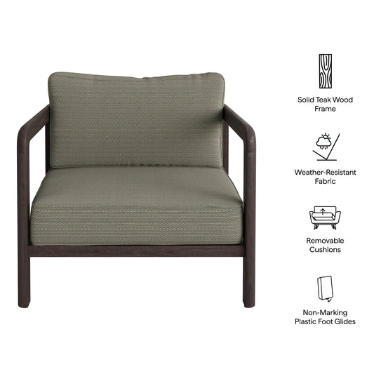 Kona outdoor teak wood armchair with solid teak frame and weather-resistant cushions by Modway on Tampa Home & Garden Store
