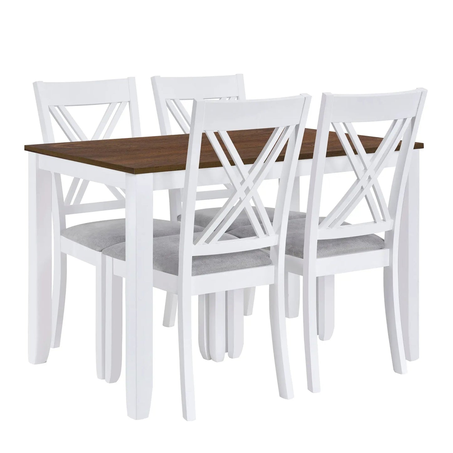 Topmax Rustic Wood Dining Set With X-Back Chairs