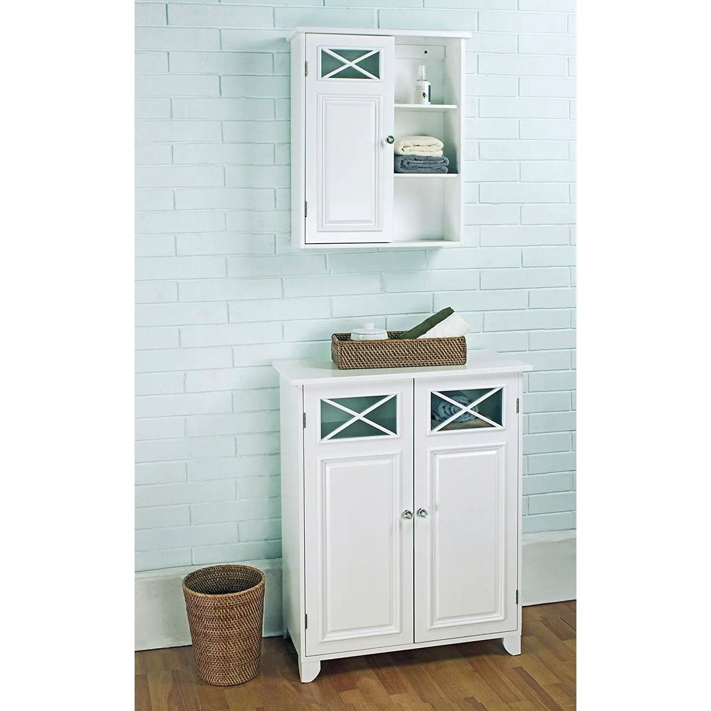 White 2-Door Bathroom Floor Cabinet with Adjustable Storage Shelf - Tampa Home & Garden Store