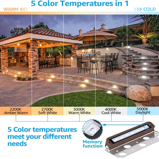 ELA05 8-Pack 7 Inch 4.5W 5CCT LED Retaining Wall Lights, Hardscape Color Changing 12V Low Voltage Landscape Lights - Tampa soil911.com