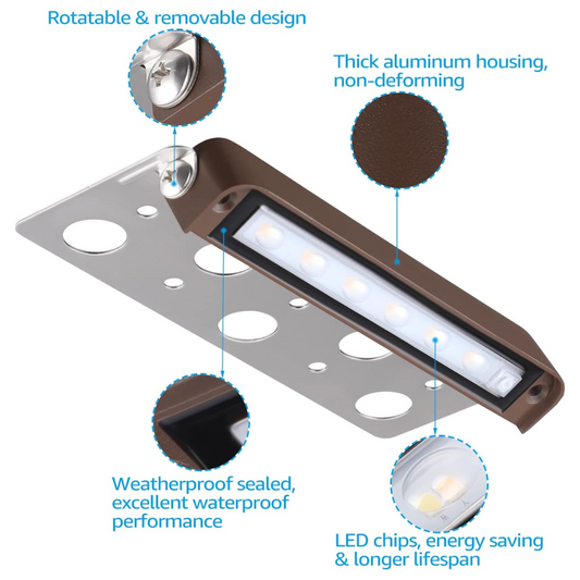 ELA06 8-Pack 7 Inch 4.5W 2700K/5000K LED Retaining Wall Lights, Hardscape Color Changing 12V Low Voltage Landscape Lights - Tampa soil911.com