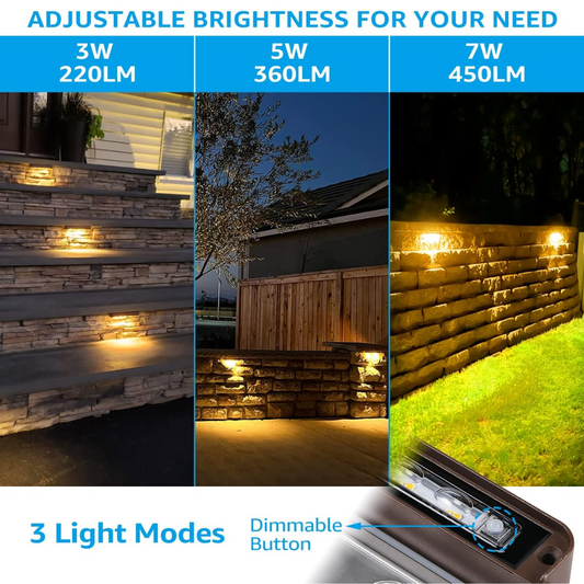 ELA09 8-Pack 12 Inch 2700K/5000K 3W/5W/7W LED Retaining Wall Lights, Hardscape Color Changing 12V Low Voltage Landscape Lights - Tampa soil911.com