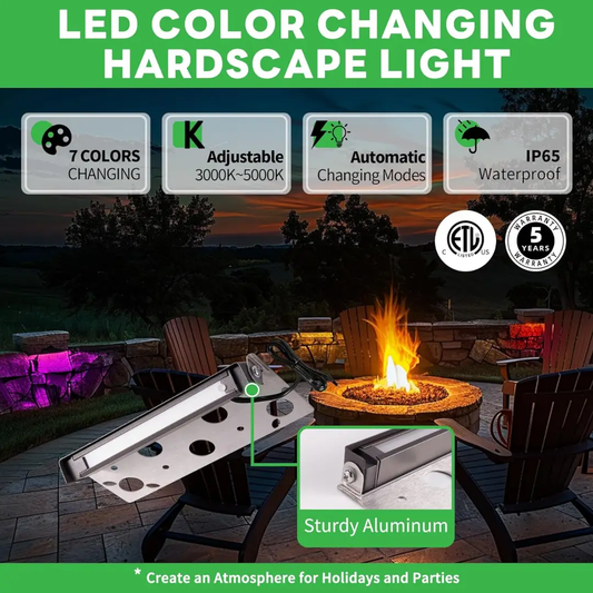 ELRA02 7 Inch 5W RGBCW 3000K-5000K LED Retaining Wall Lights, Hardscape Color Changing ORB RGB 12V Low Voltage Landscape Lights - Tampa soil911.com