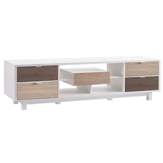 Modernos Muebles para TV de 70 Pulgadas Blancos con Acentos de Madera Natural