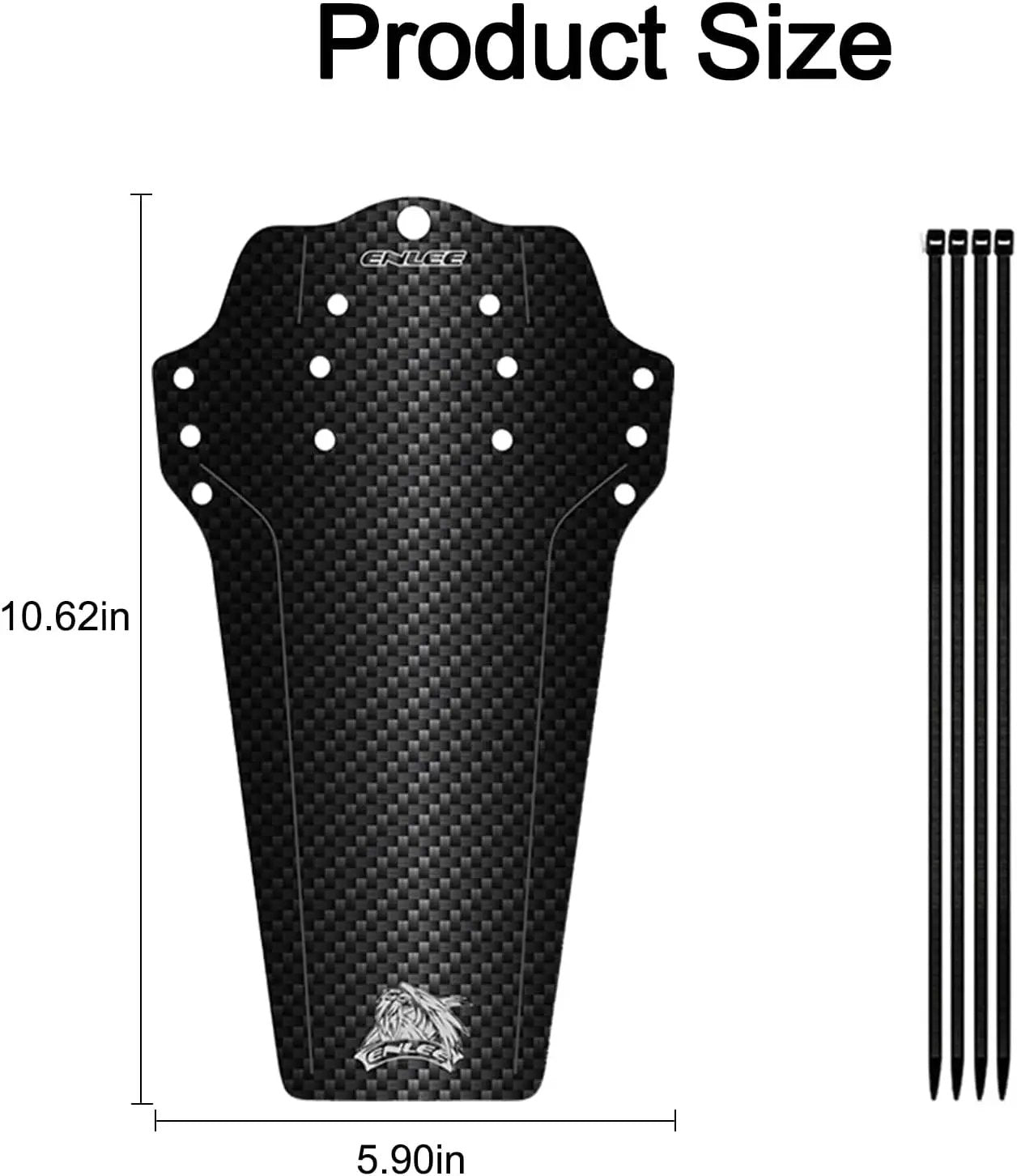 Enlee bike fender carbon fiber front/rear mud guard with mounting holes includes 5 zip ties on Tampa Home & Garden Store