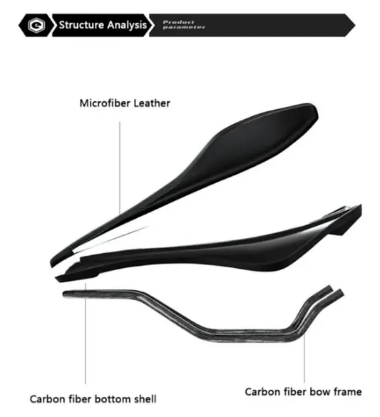 Enlee carbon fiber bike saddle black with microfibre leather top and carbon fiber bottom shell on Tampa Home & Garden Store