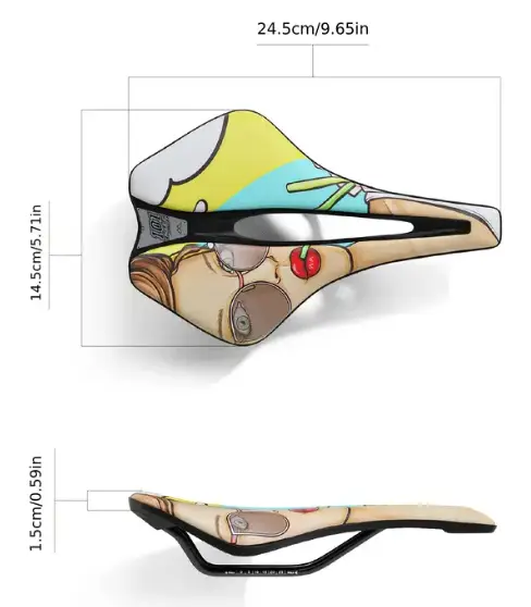 Enlee memory foam bicycle saddle with colorful artwork cover, black rails road/mountain use on Tampa Home & Garden Store