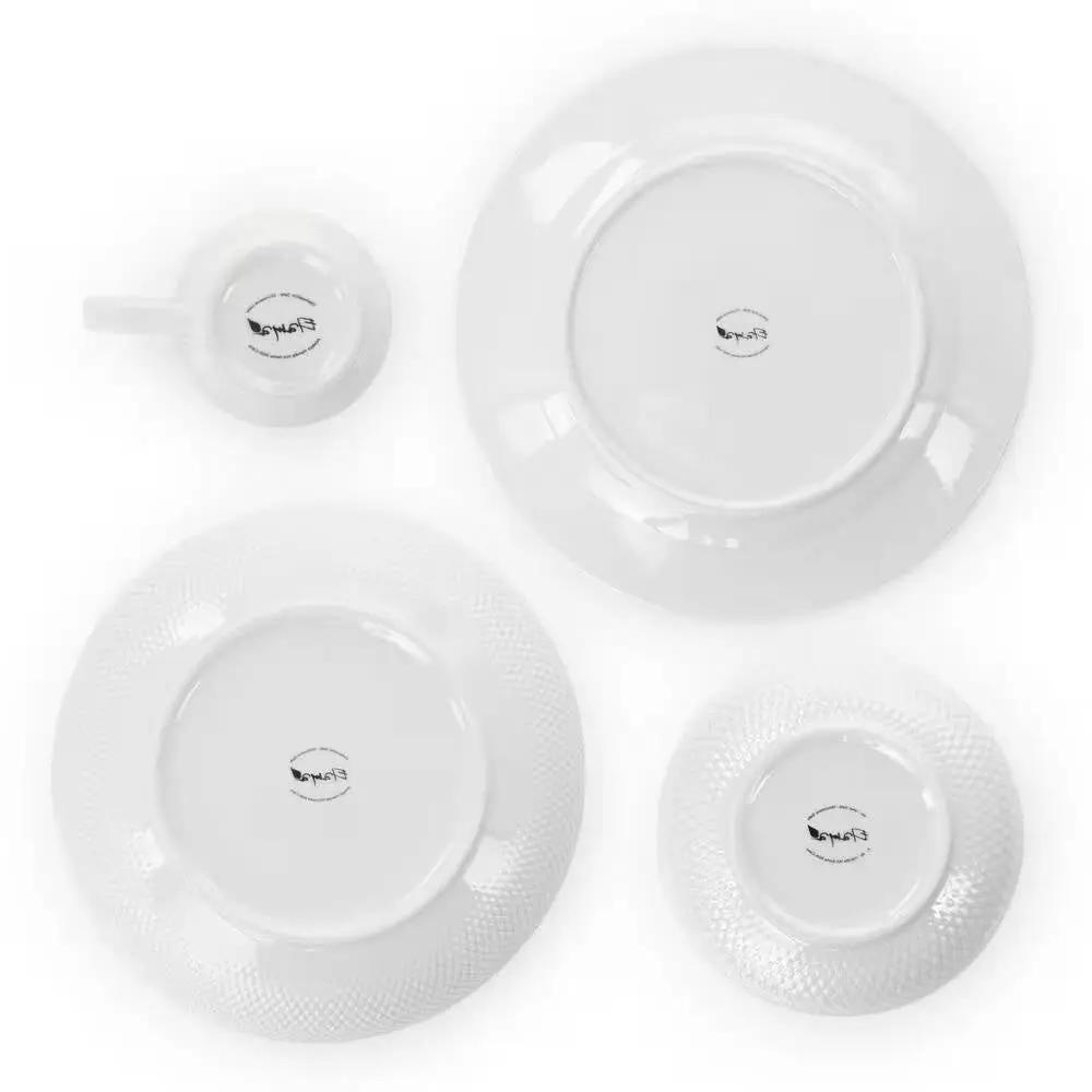 18-Piece White Porcelain Dinnerware Set with Plates Bowls Mugs - Service for 4 - Tampa Home & Garden Store