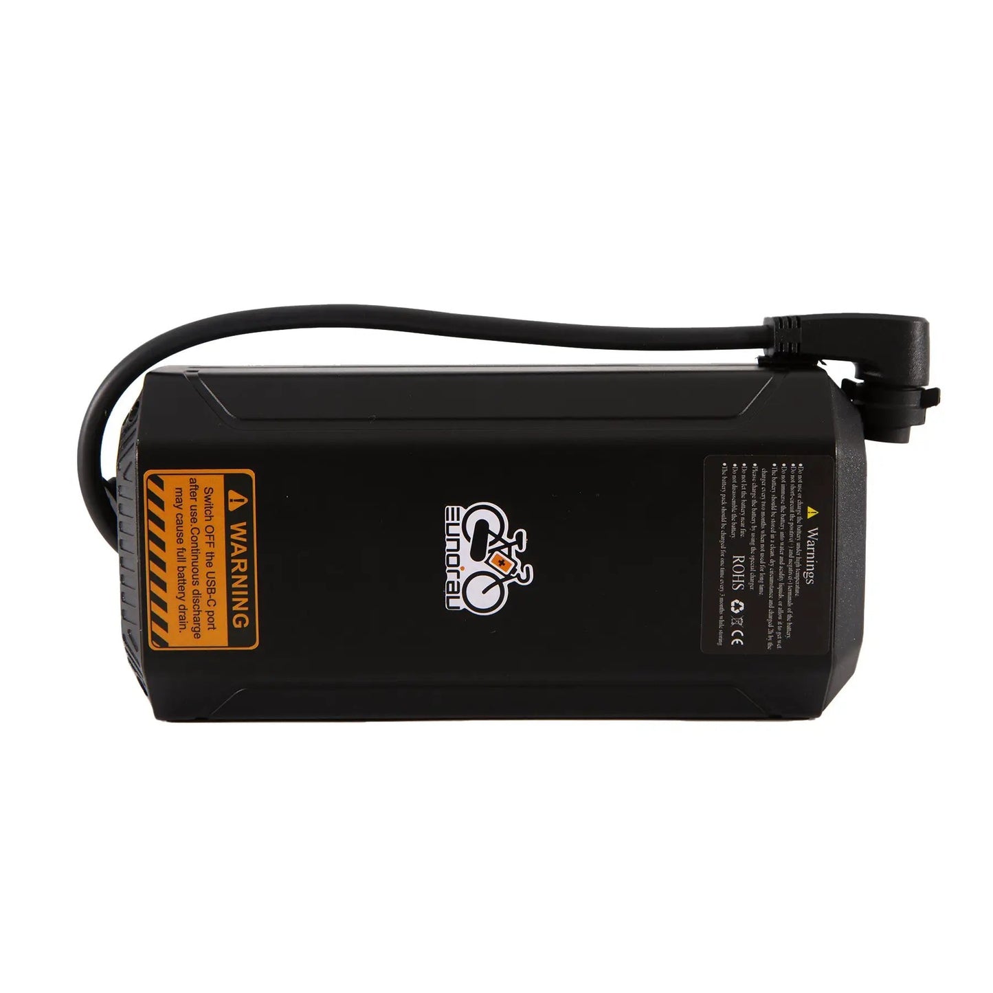 EUNORAU 48V5Ah ebike battery, black pack with Type-C port and attached cable on Tampa Home & Garden Store