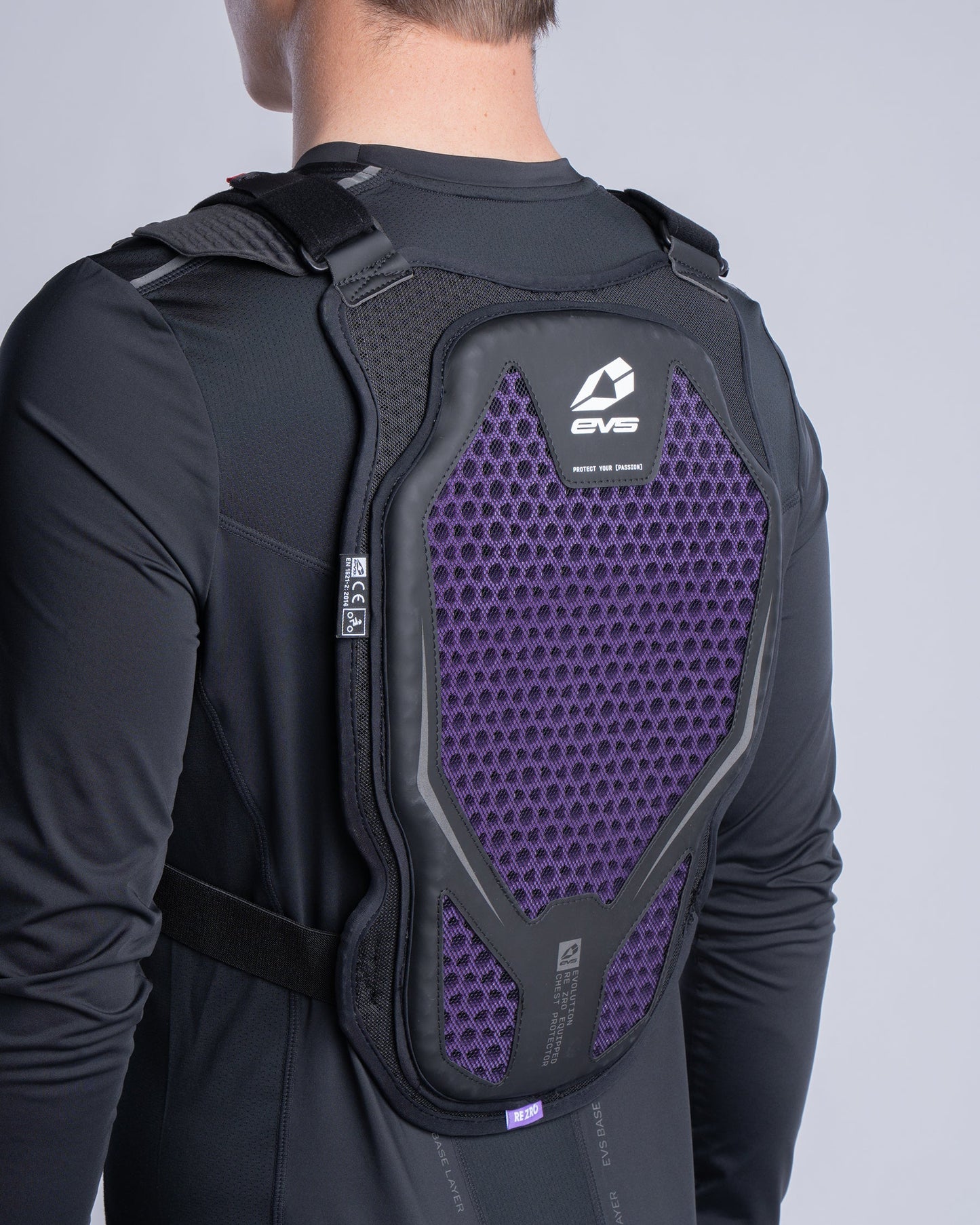 EVS Evolution Chest Protector with purple mesh panel, black shell and shoulder straps on Tampa Home & Garden Store