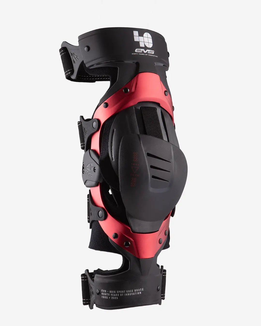 Axis Sport 40th Knee Brace for Track by EVS with red frame and black knee cup on Tampa Home & Garden Store