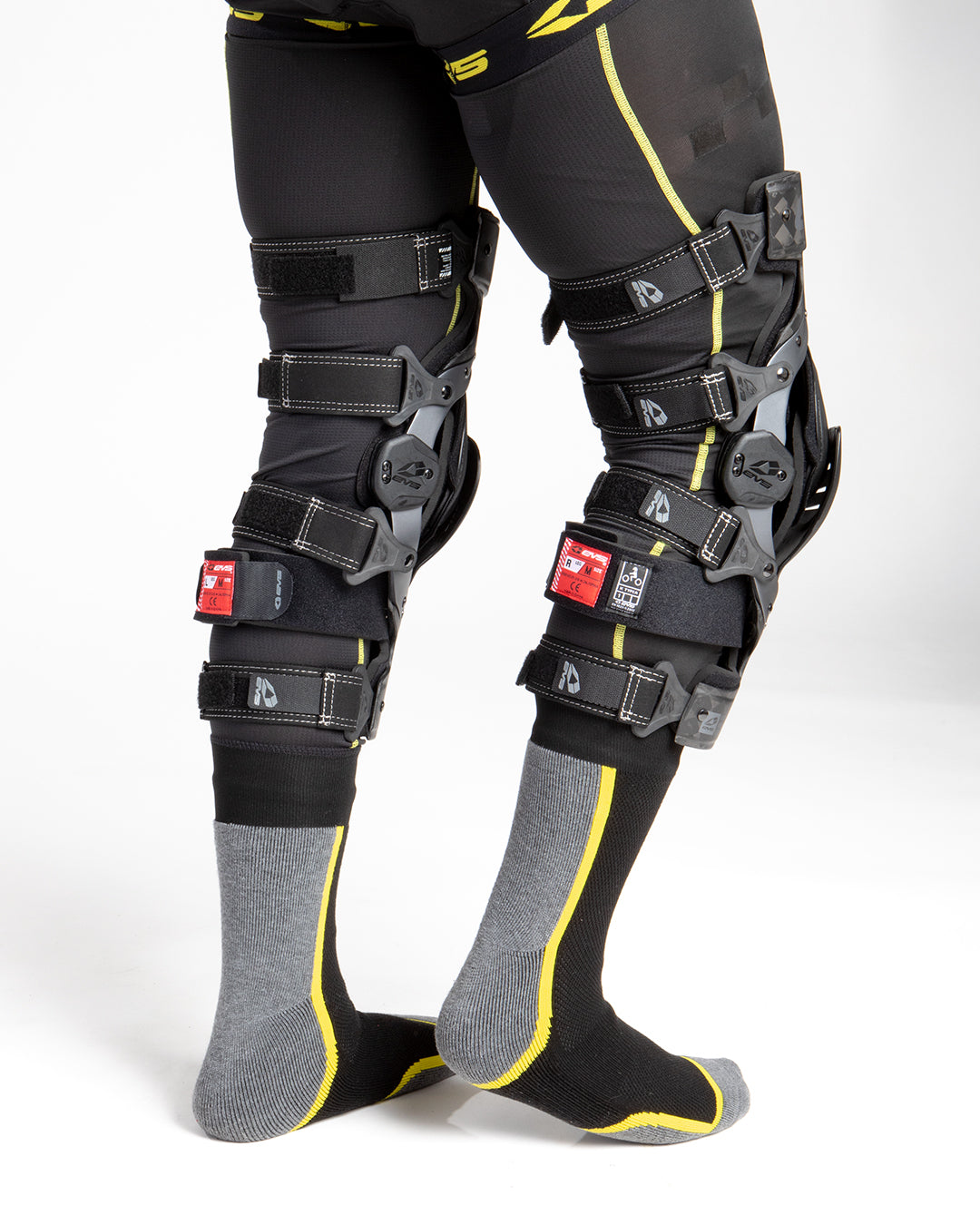 EVS Axis Pro 2025 Knee Brace pair, black fabric with gray hinges on Tampa Home & Garden Store