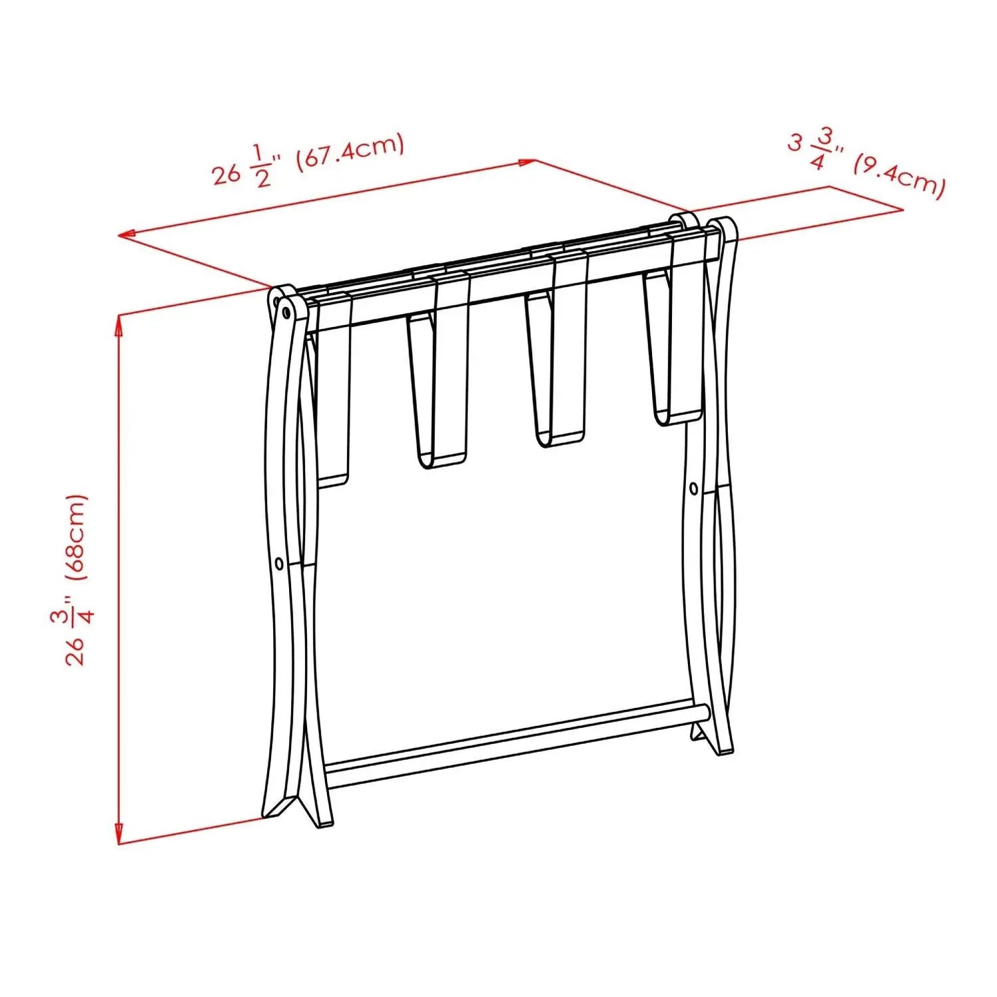 Solid Wood Folding Luggage Rack in Dark Brown Finish with Black Nylon Straps - Tampa Home & Garden Store