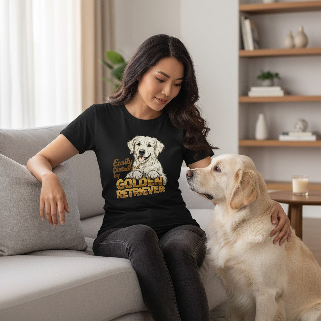 Easily Distracted by Golden Retriever Women Tee