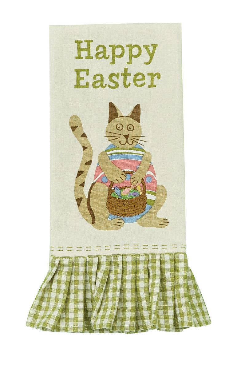 Easter Cat Embroidered Printed Dishtowel - Tampa Home & Garden Store