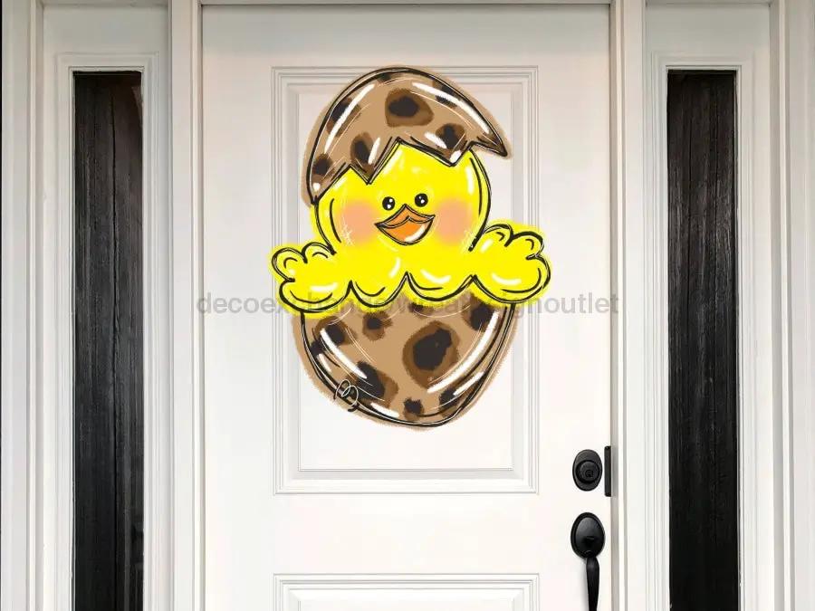 Easter Chick and Egg Door Hanger, 1/4 inch wood sign with egg and yellow chick DecoExchange on Tampa Home & Garden Store
