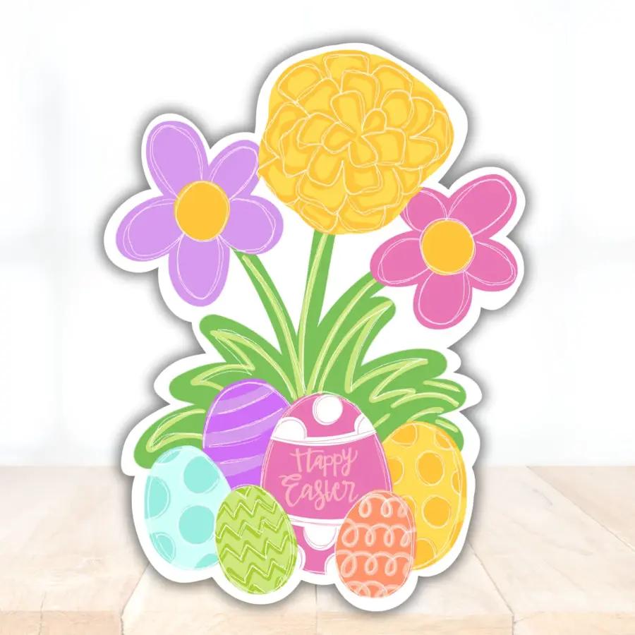 Easter Floral Door Hanger with pastel flowers, eggs, and Happy Easter by DecoExchange on Tampa Home & Garden Store