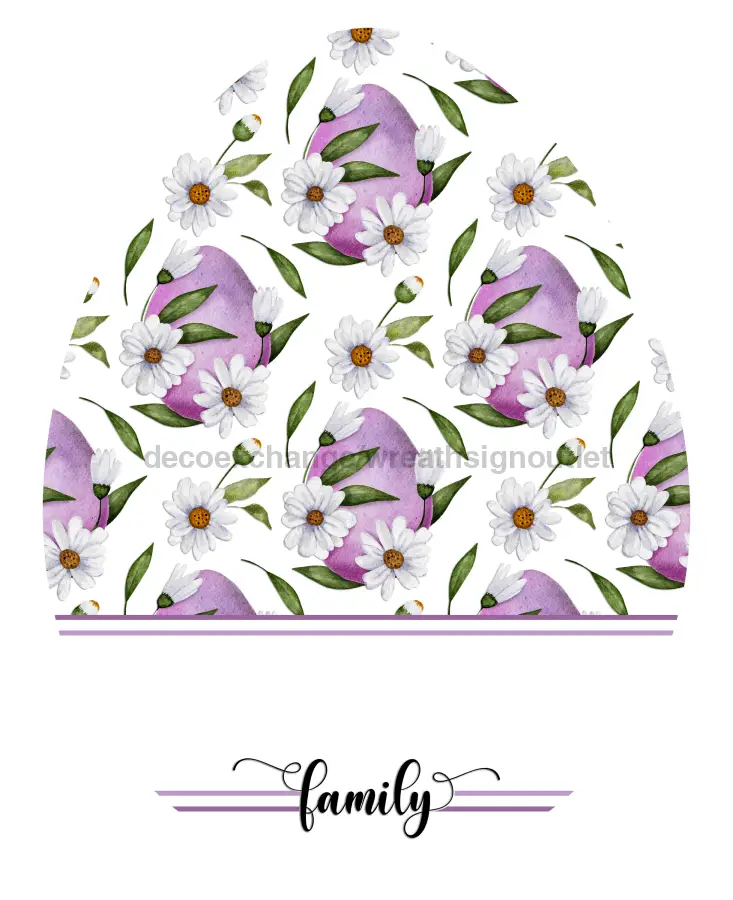 Easter door hanger sign with purple eggs and white daisies pattern, 22in DecoExchange wood decor on Tampa Home & Garden Store