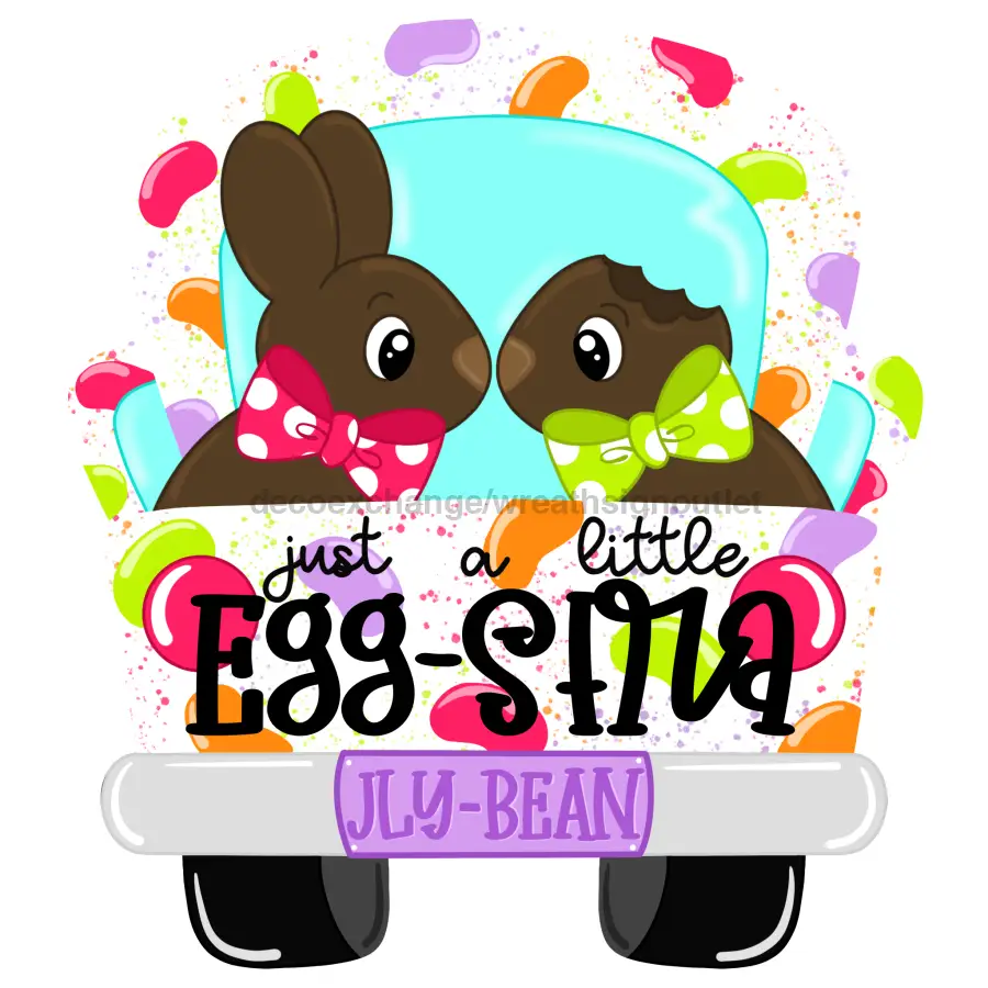 Wood Easter truck sign door hanger with two bunnies pink and green bows 22 in DecoExchange on Tampa Home & Garden Store